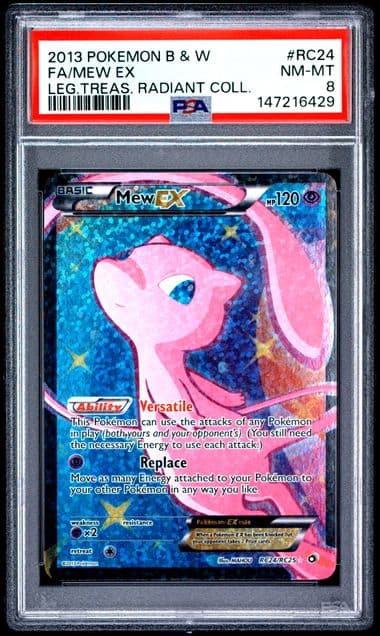 Slab real do cofre: Mew EX Full Art, Legendary Treasures, PSA 8